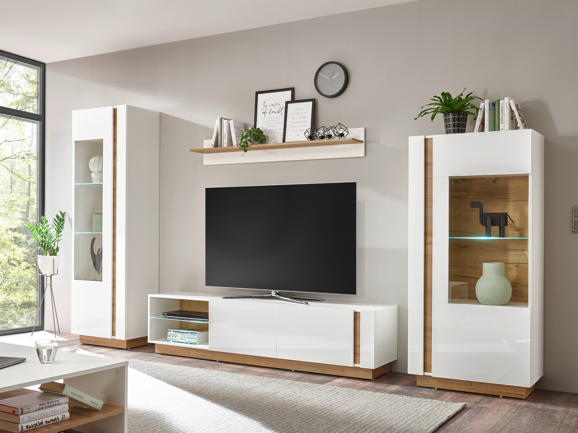 Könyvespolc Veropho 101 (Fényes fehér + Grandson tölgy)