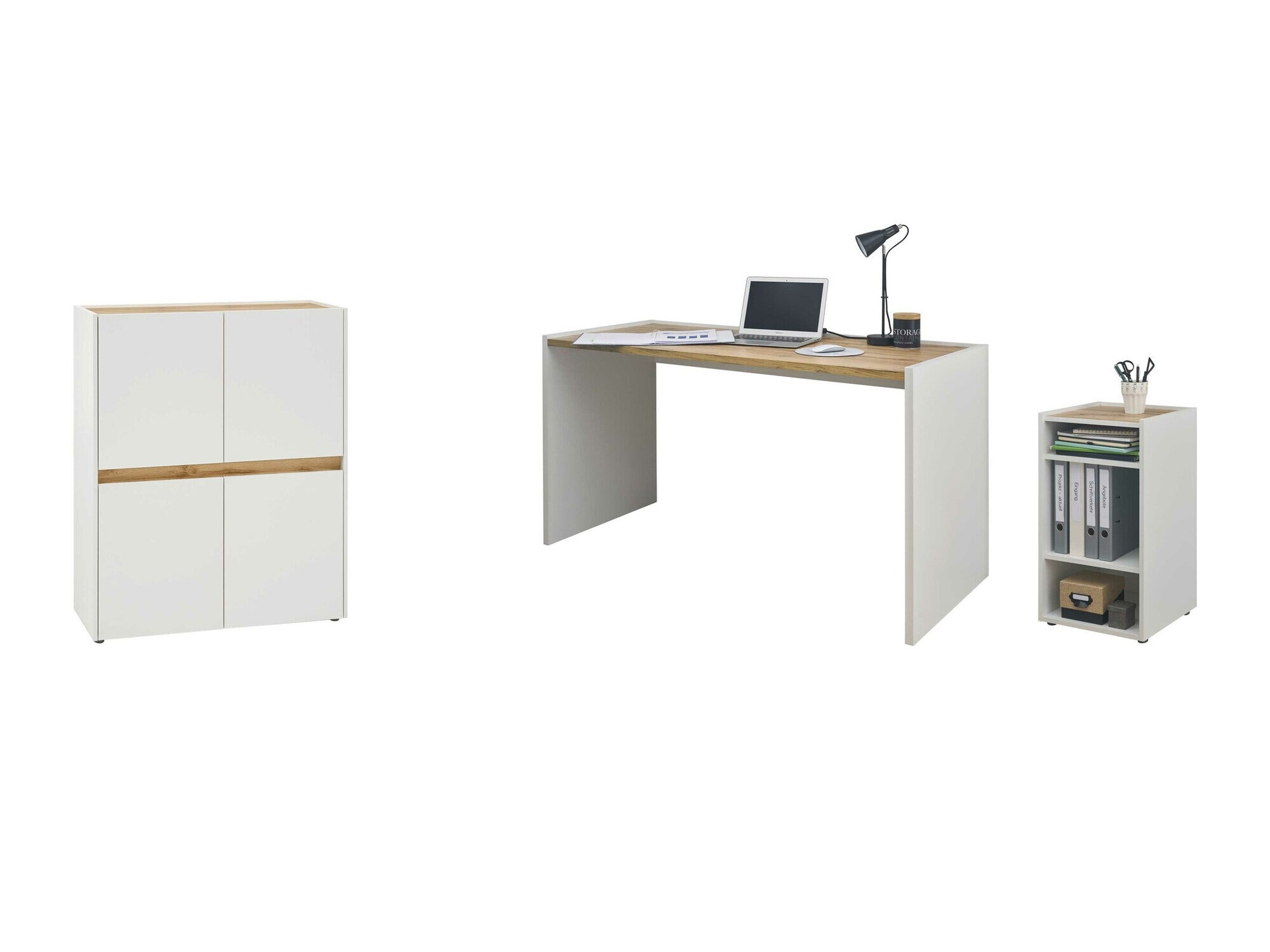 Otthoni iroda készlet Elbsori 150 (Fehér + Wotan tölgy)