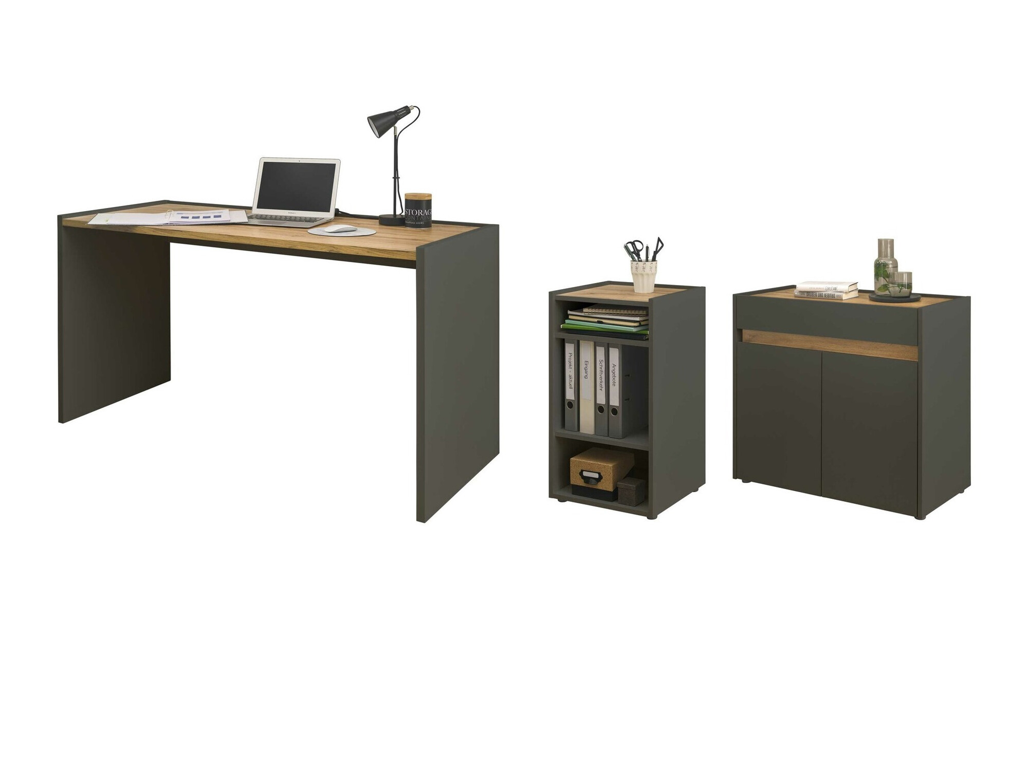 Otthoni iroda készlet Elbsori 151 (Antracit + Wotan tölgy)