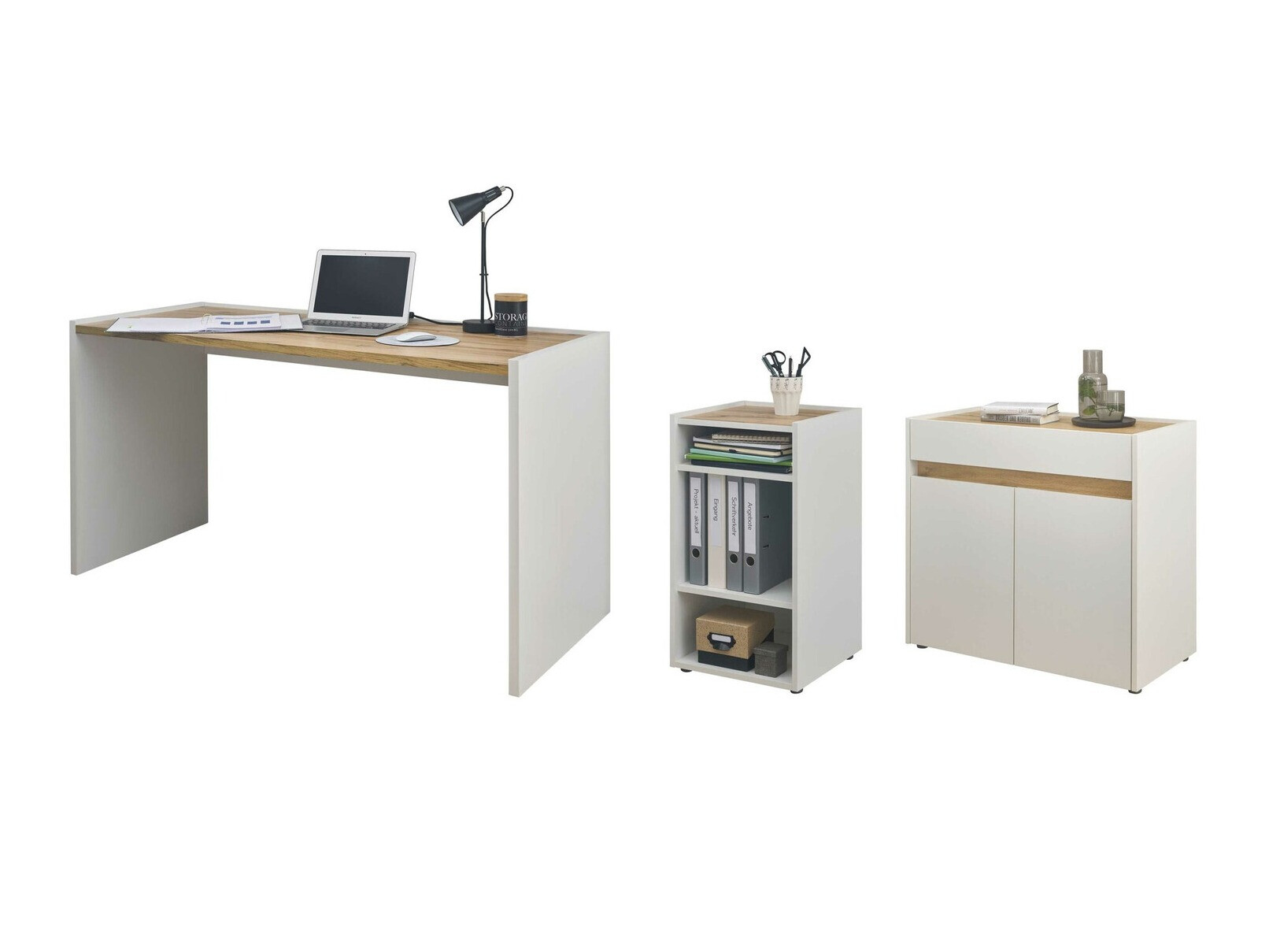 Otthoni iroda készlet Elbsori 151 (Fehér + Wotan tölgy)