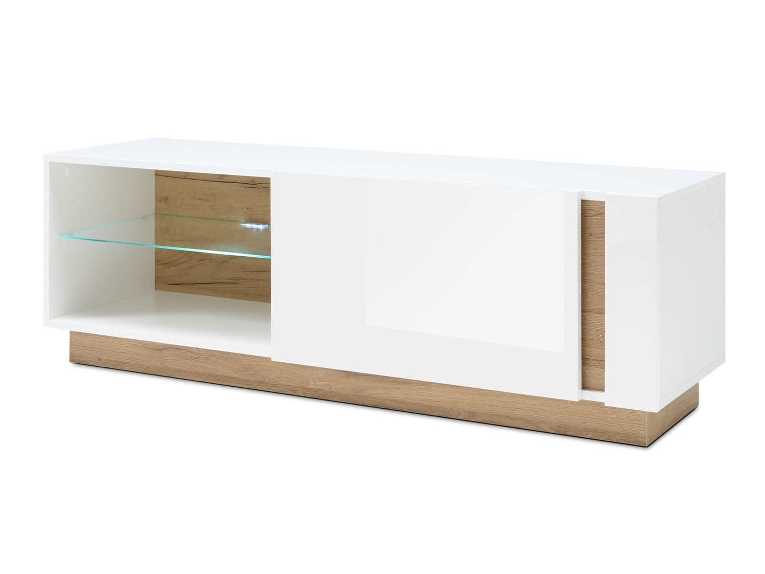 TV-állvány Veropho 102 (Fényes fehér + Grandson tölgy)