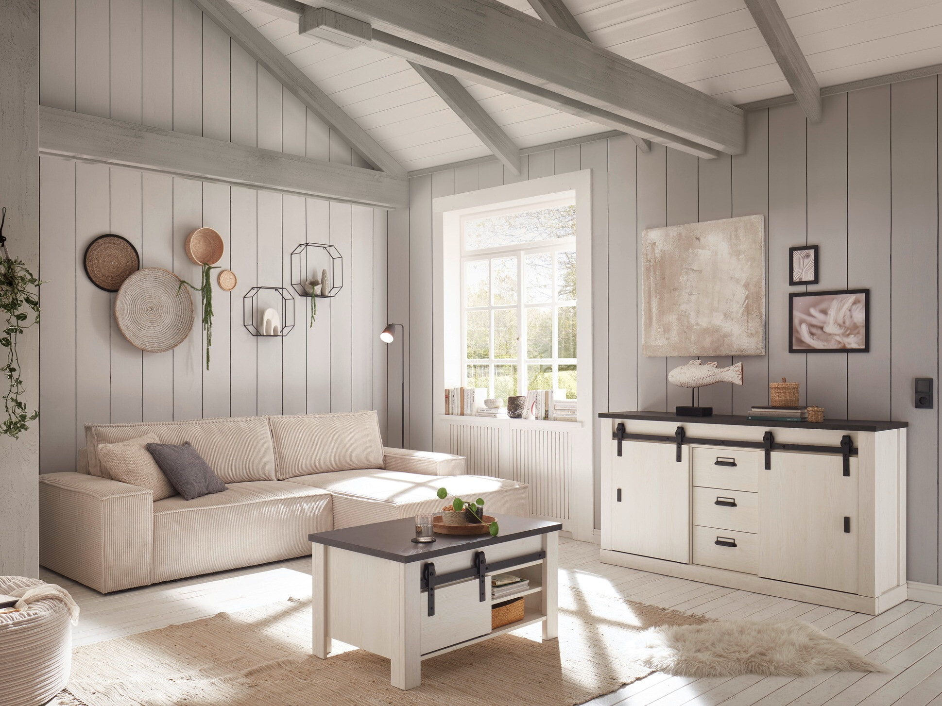 Dohányzóasztal Cirtale 111 (Antracit + Fehérített fenyő)