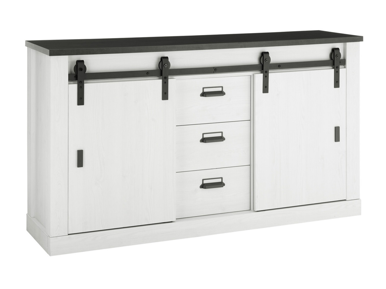 Komód Cirtale 116 (Antracit + Fehérített fenyő)