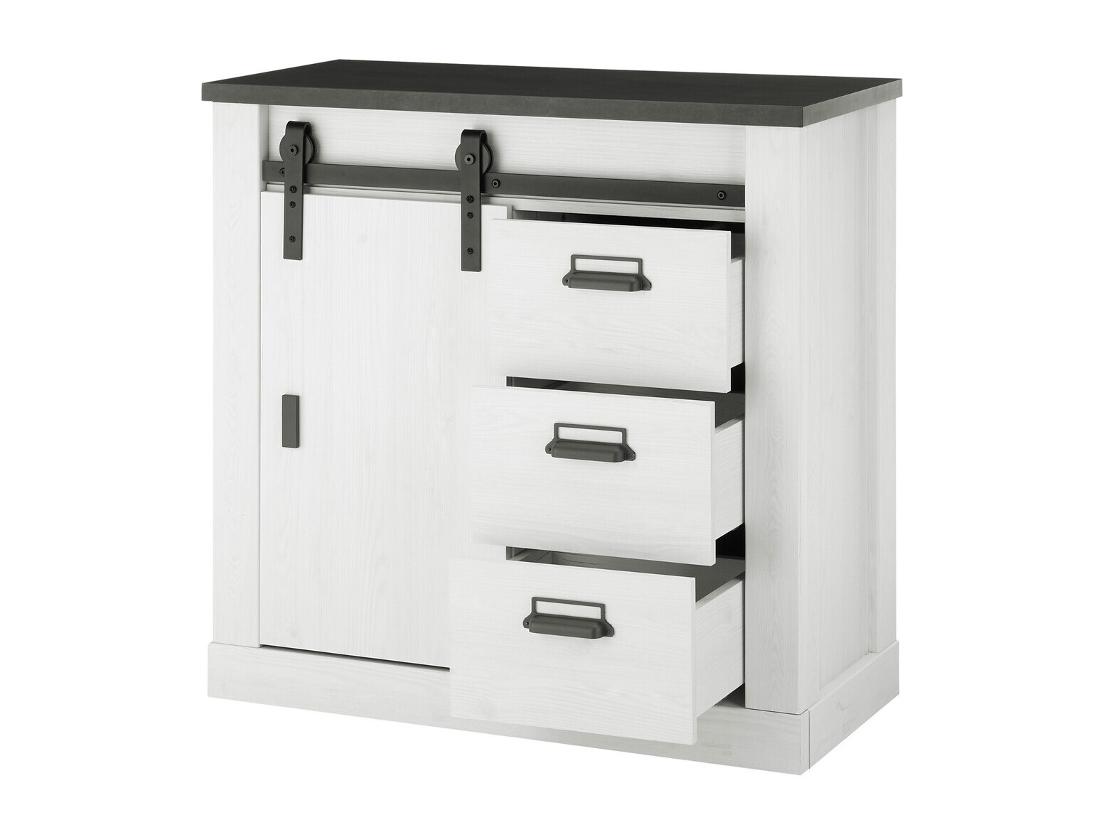 Komód Cirtale 117 (Antracit + Fehérített fenyő)