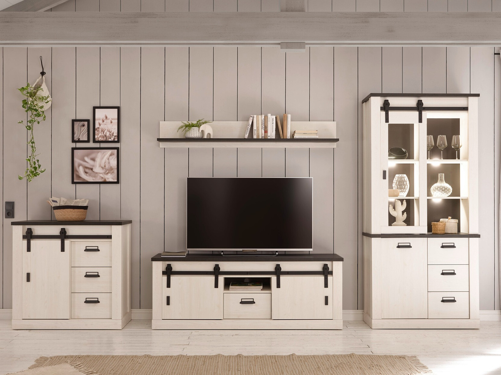 Komód Cirtale 117 (Antracit + Fehérített fenyő)