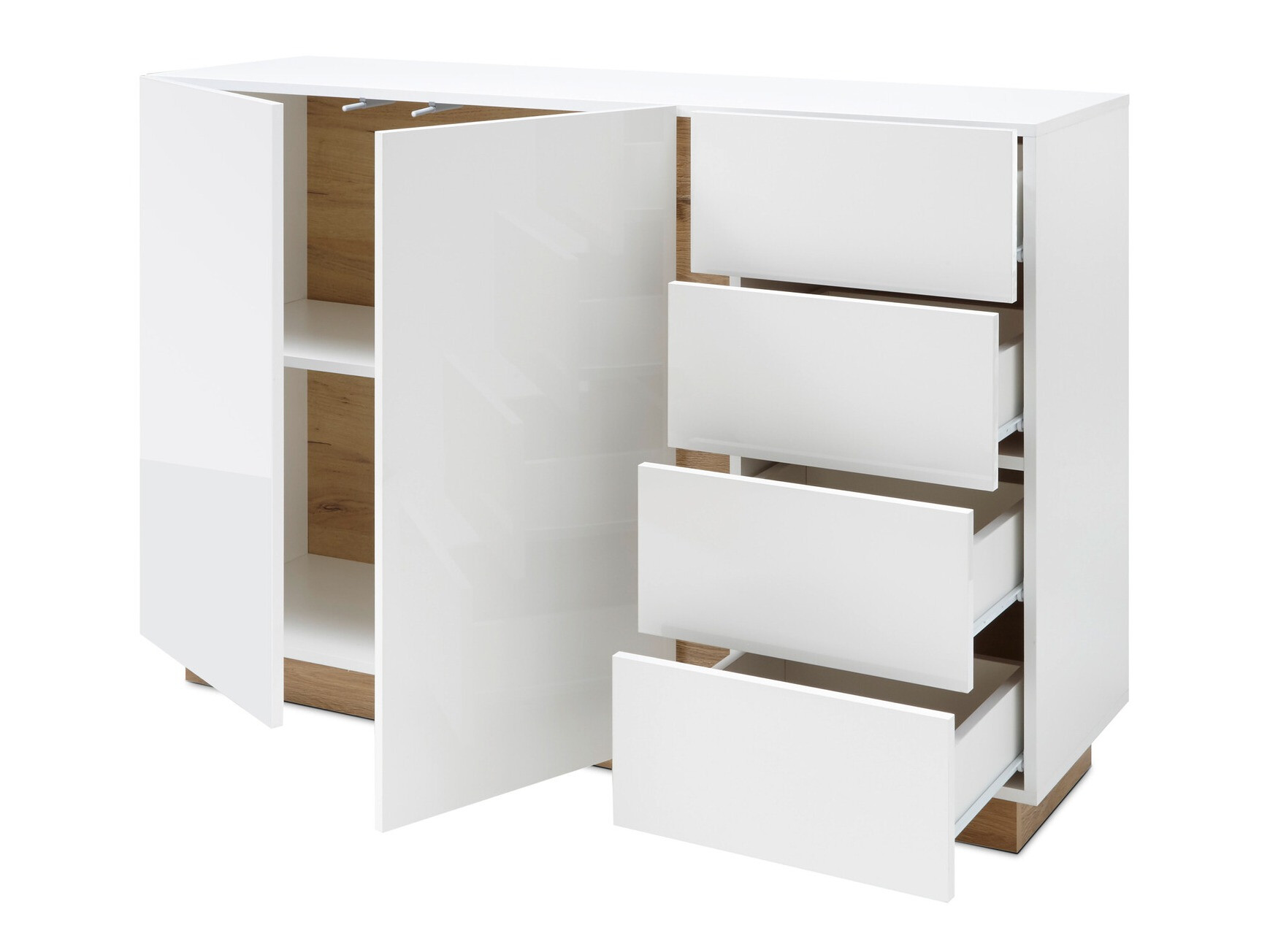 Komód Veropho 107 (Fényes fehér + Grandson tölgy)