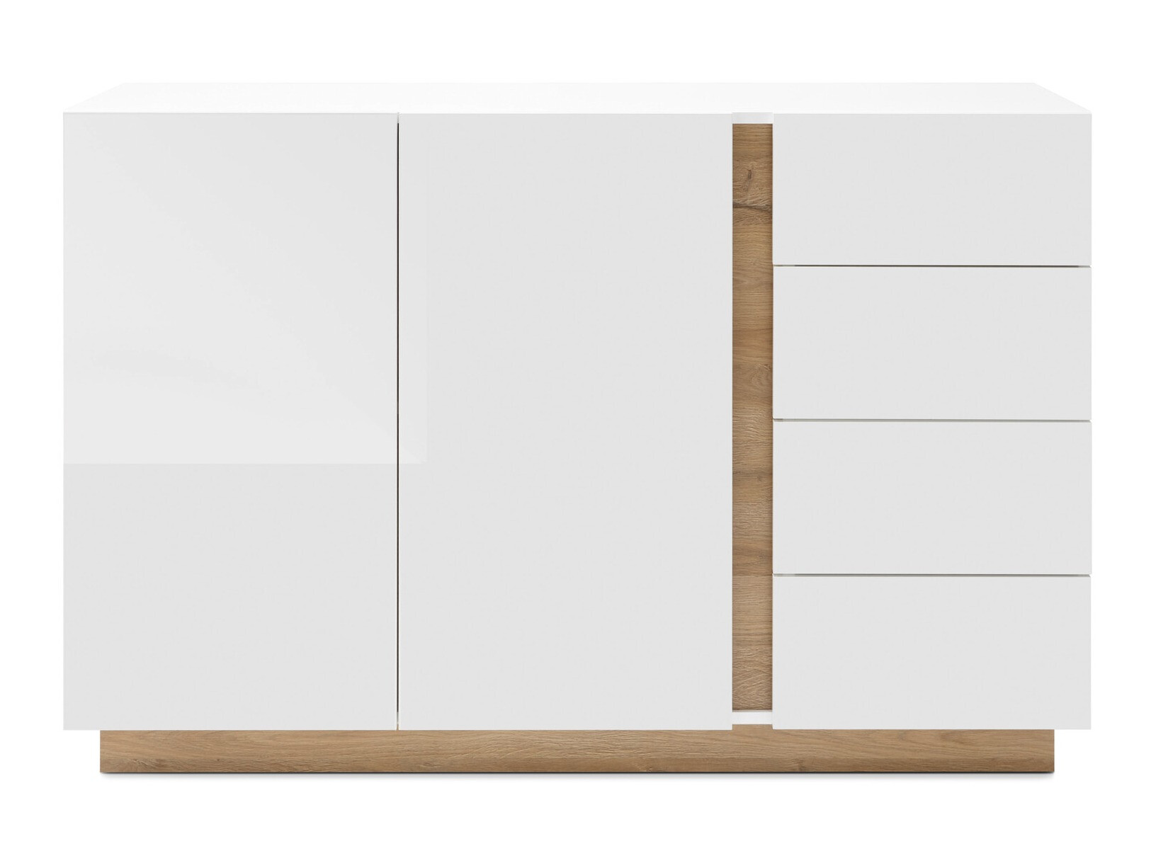 Komód Veropho 107 (Fényes fehér + Grandson tölgy)