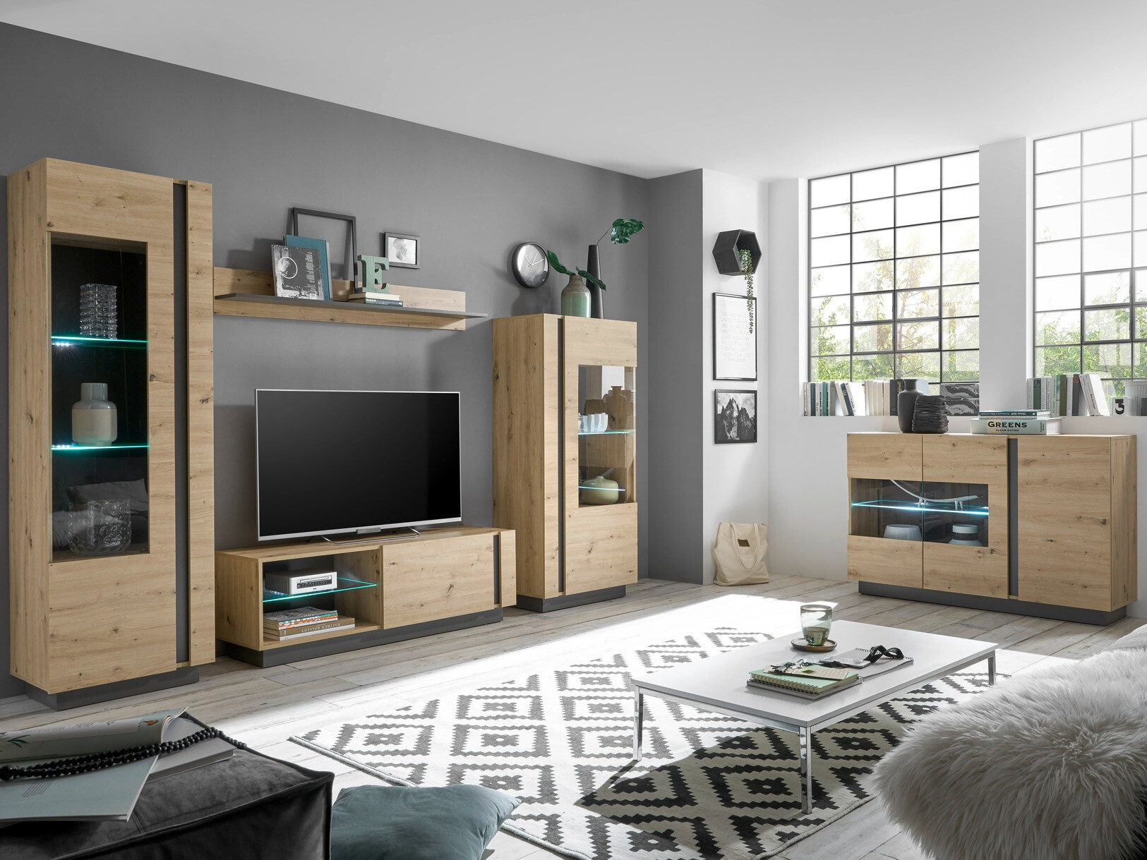 Szekrény Veropho 104 (Artisan tölgy + Grafit)