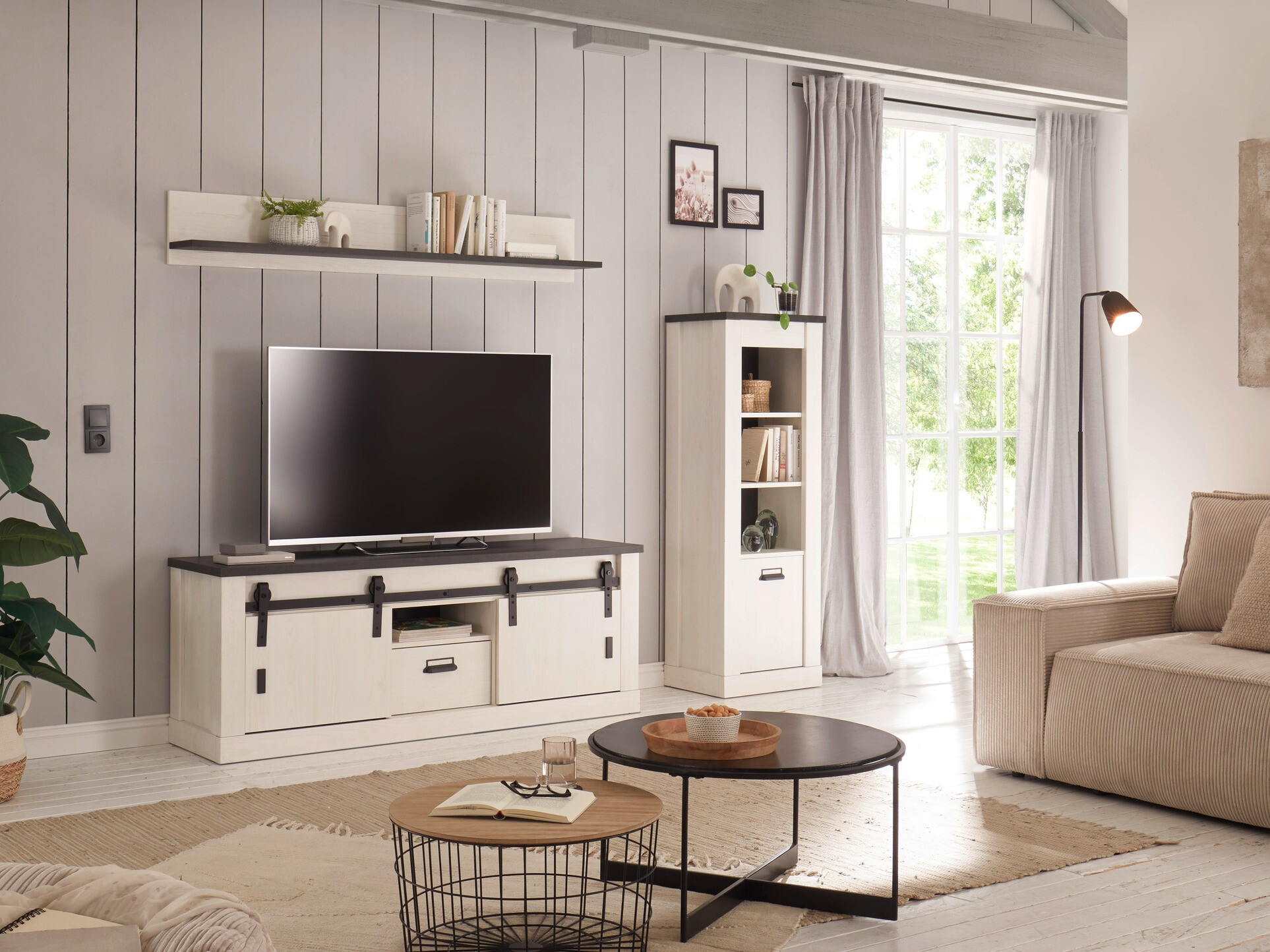 TV-állvány Cirtale 112 (Antracit + Fehérített fenyő)