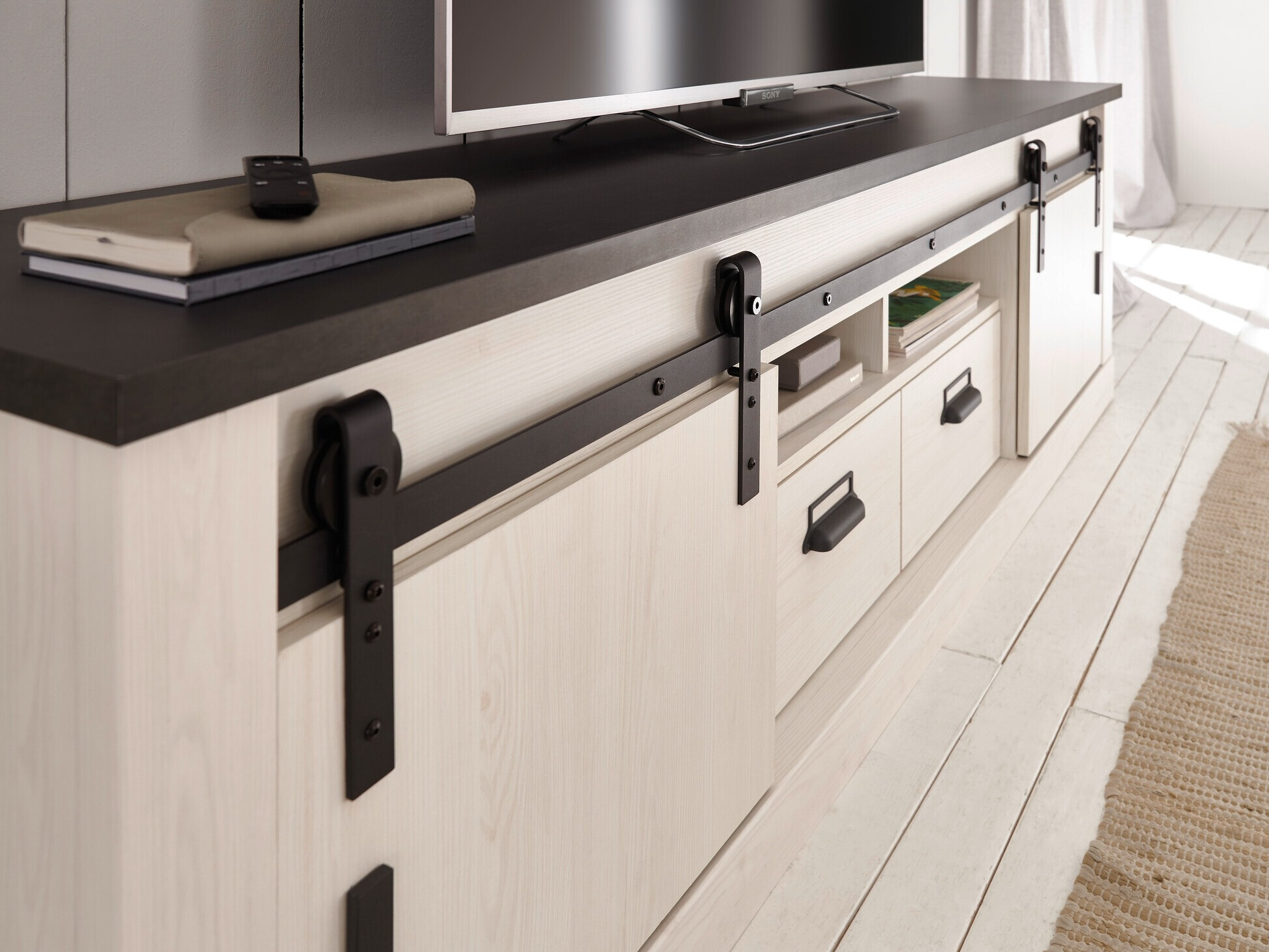 TV-állvány Cirtale 113 (Antracit + Fehérített fenyő)