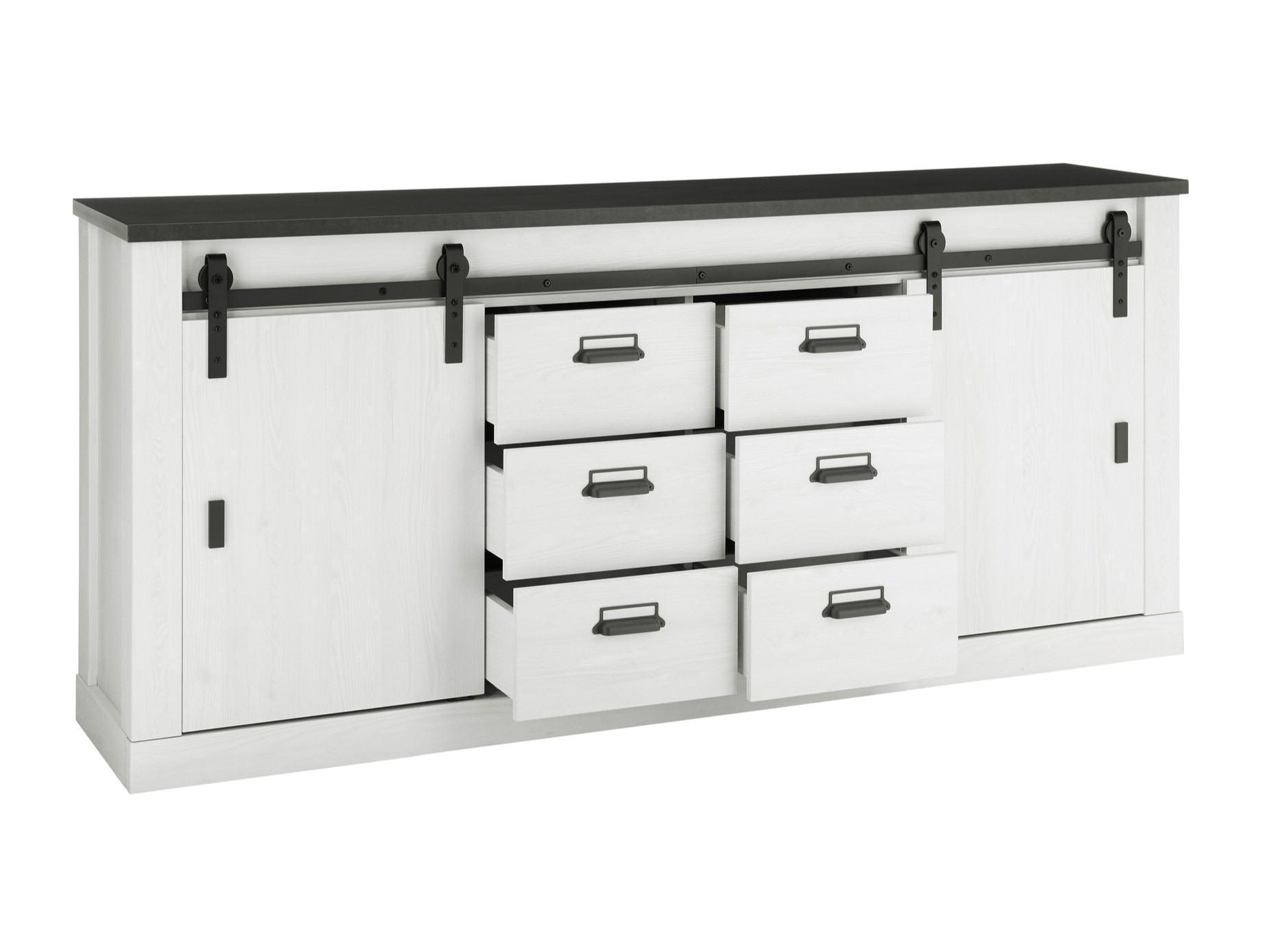 Komód Cirtale 118 (Antracit + Fehérített fenyő)