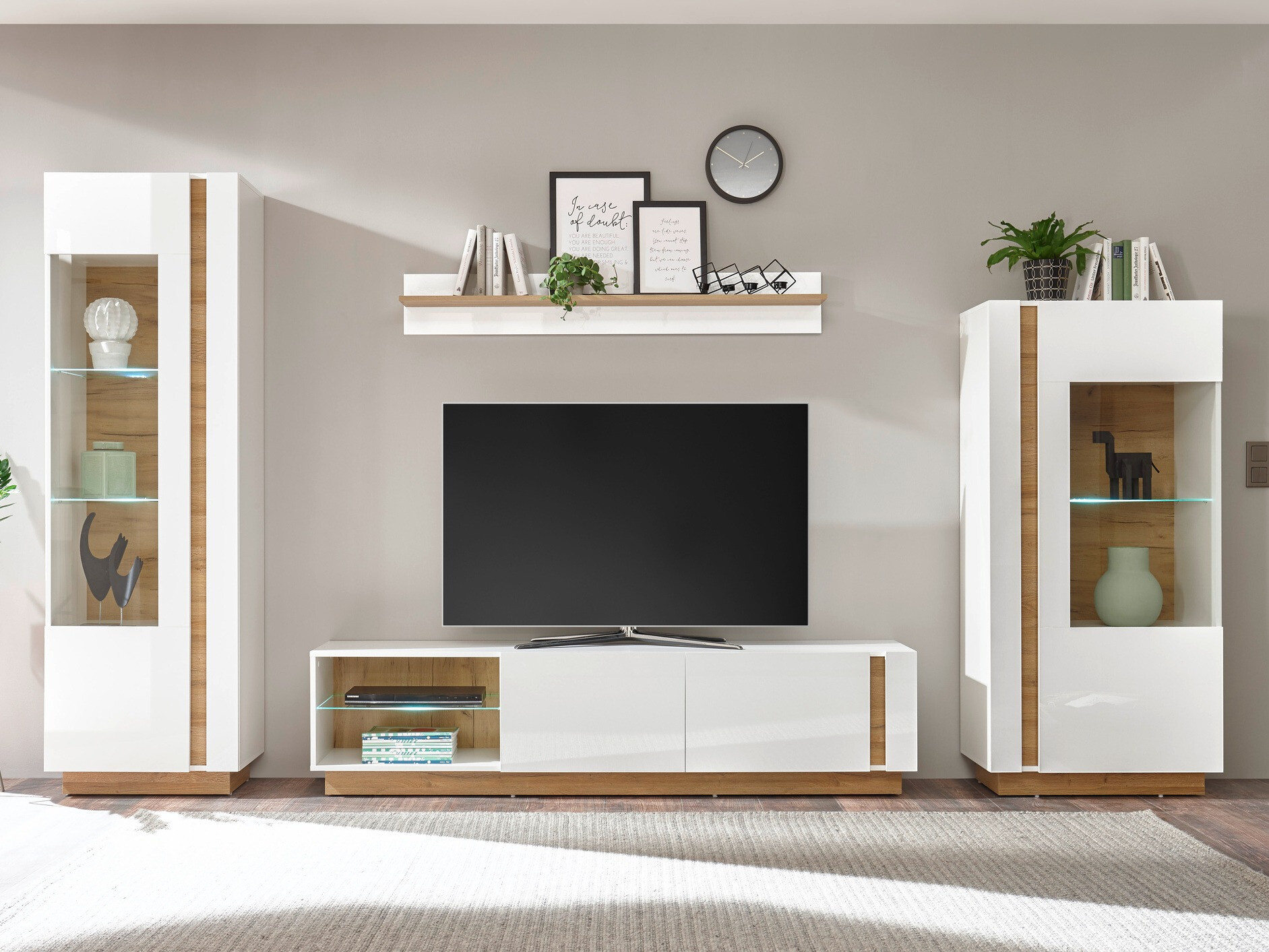 Nappali szett Veropho 112 (Fényes fehér + Grandson tölgy)