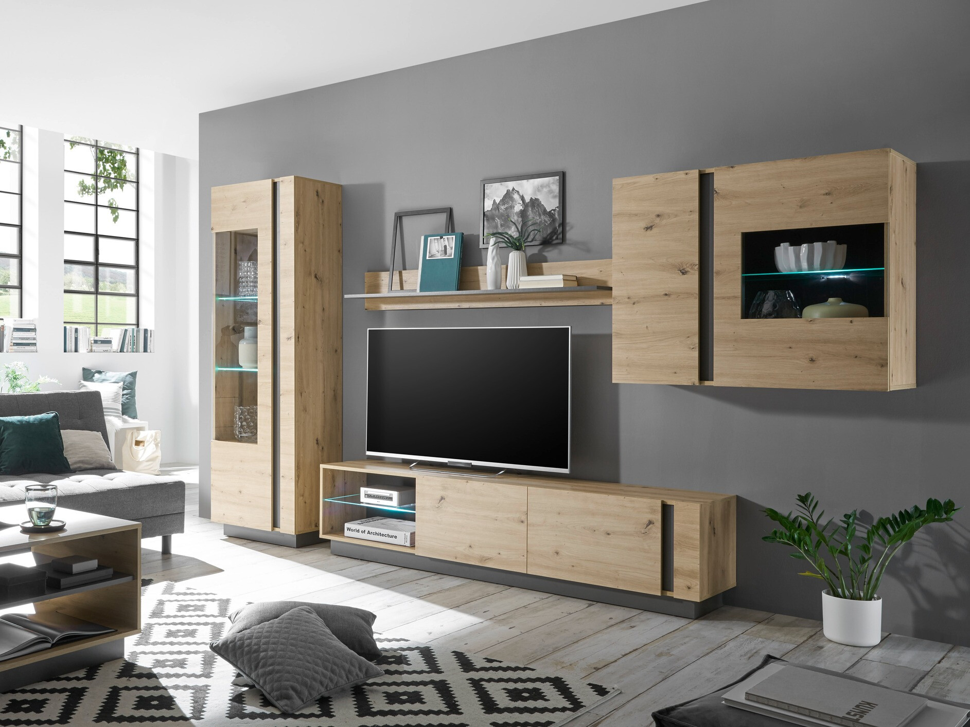 Nappali szett Veropho 113 (Artisan tölgy + Grafit)