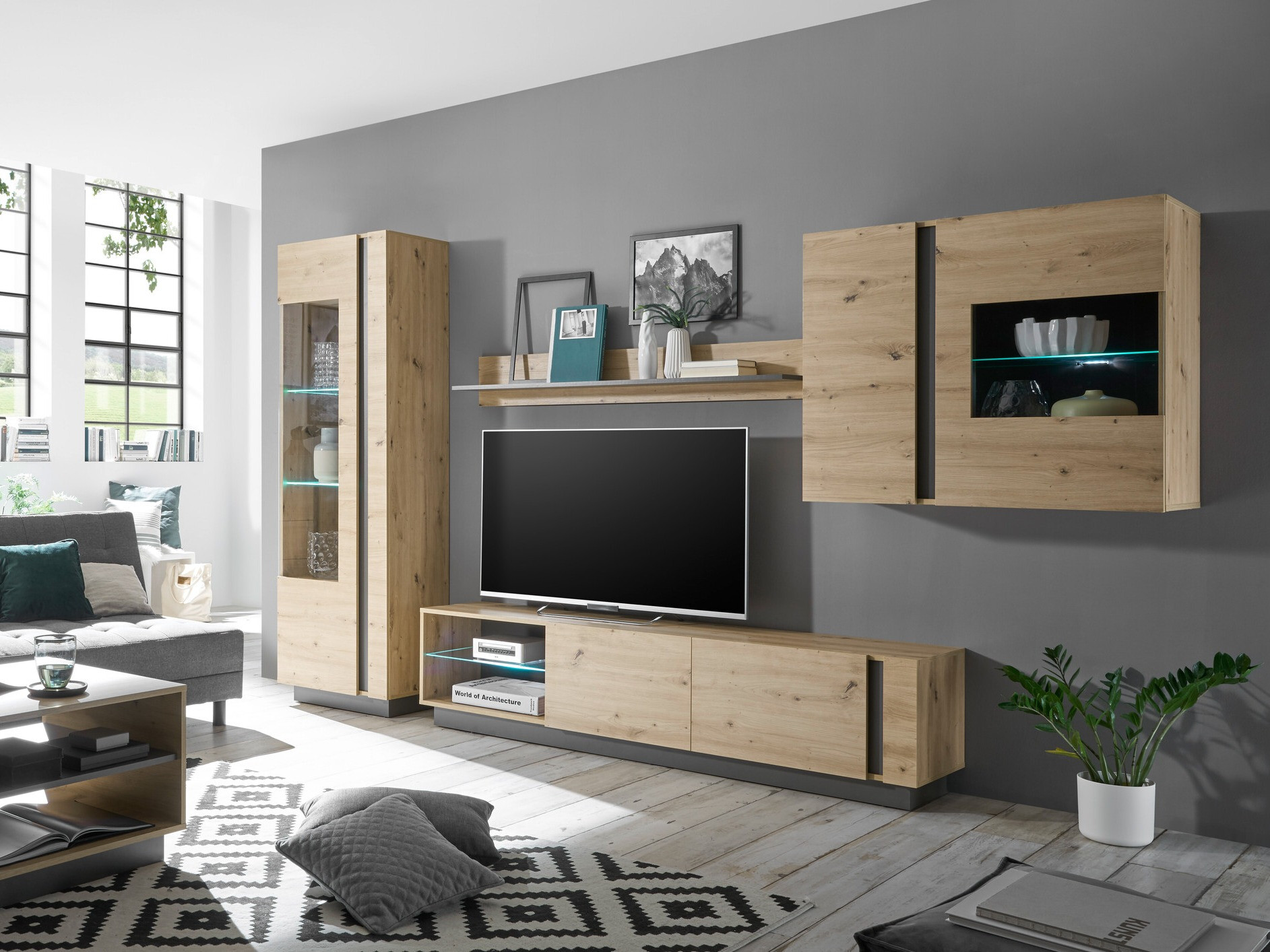 Nappali szett Veropho 113 (Artisan tölgy + Grafit)