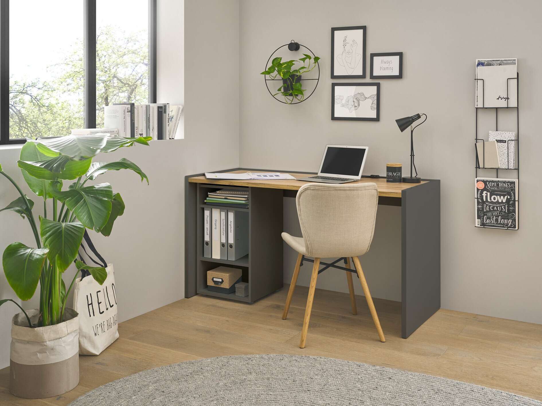 Otthoni iroda készlet Elbsori 153 (Antracit + Wotan tölgy)