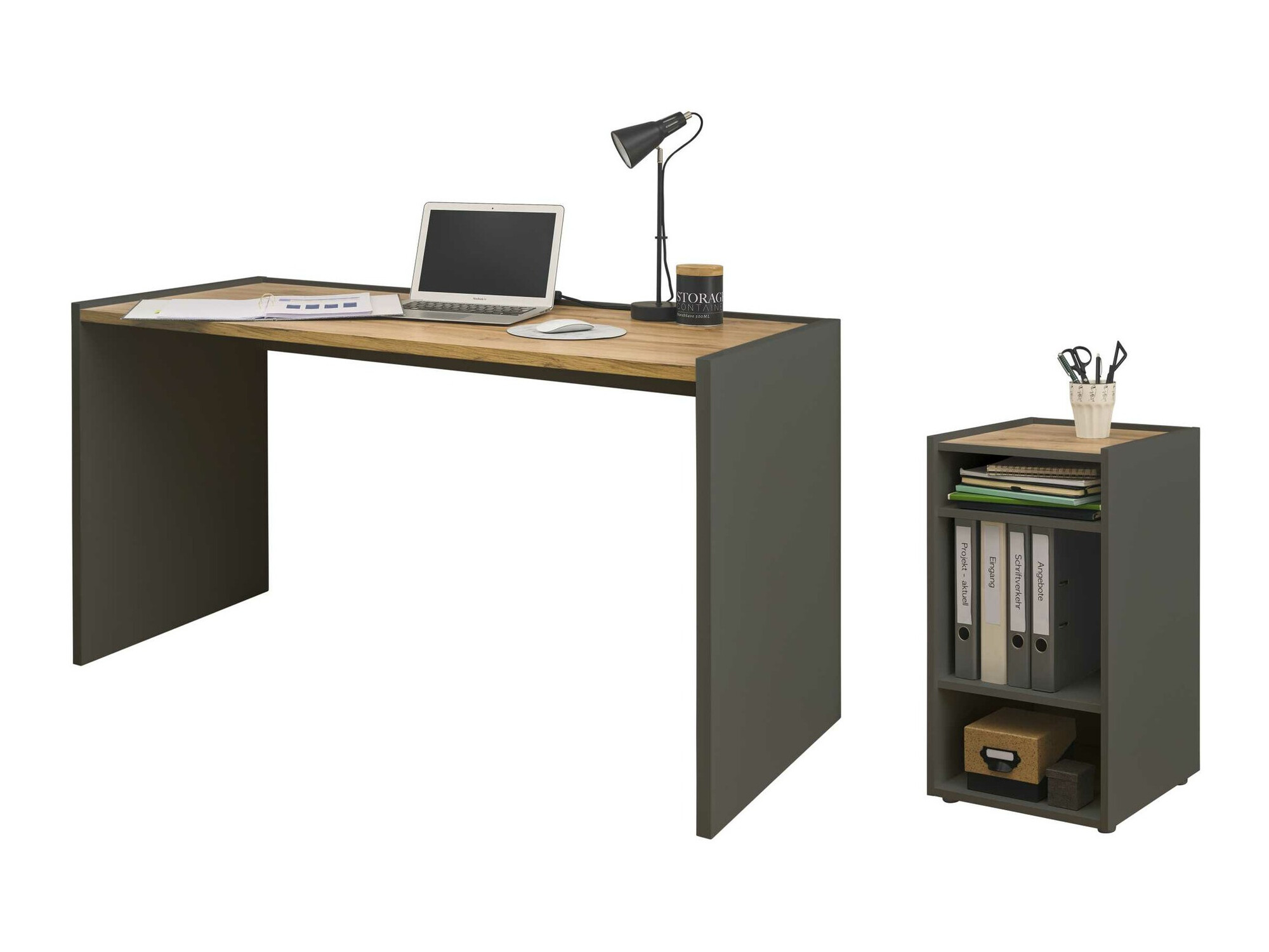 Otthoni iroda készlet Elbsori 153 (Antracit + Wotan tölgy)