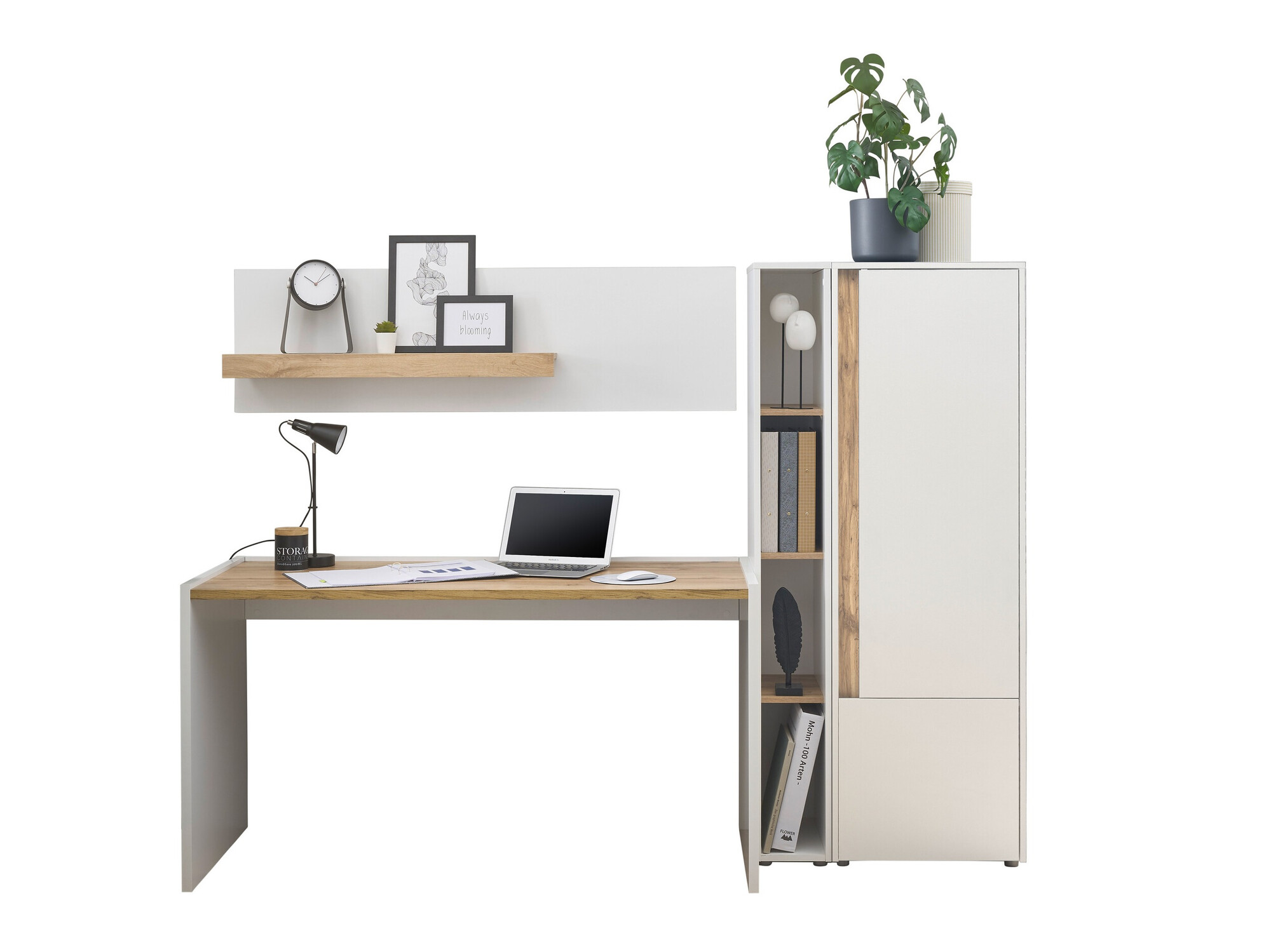 Otthoni iroda készlet Elbsori 154 (Fehér + Wotan tölgy)