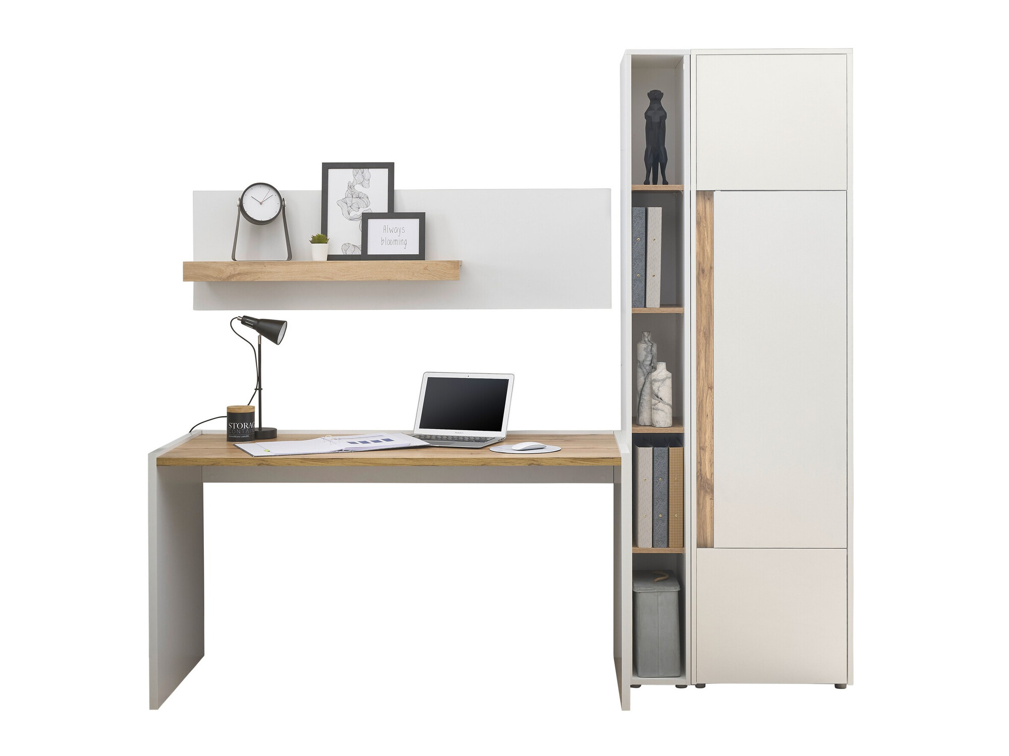Otthoni iroda készlet Elbsori 155 (Fehér + Wotan tölgy)
