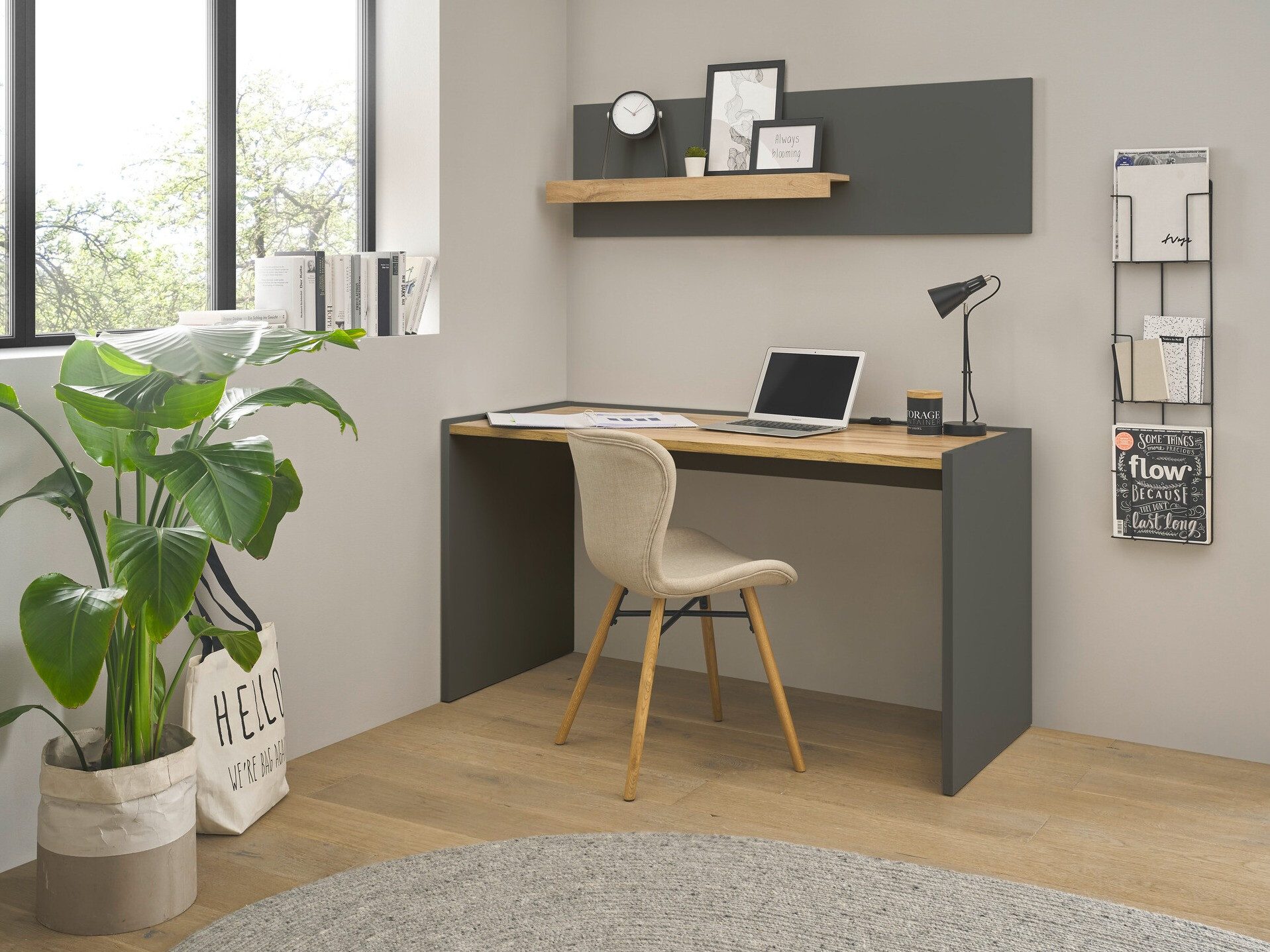 Otthoni iroda készlet Elbsori 157 (Antracit + Wotan tölgy)
