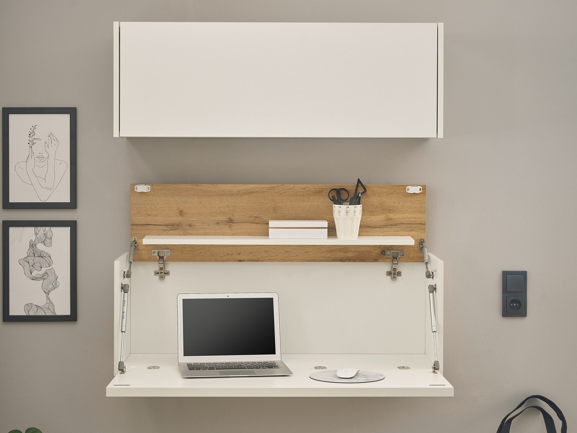 Otthoni iroda készlet Elbsori 158 (Fehér + Wotan tölgy)