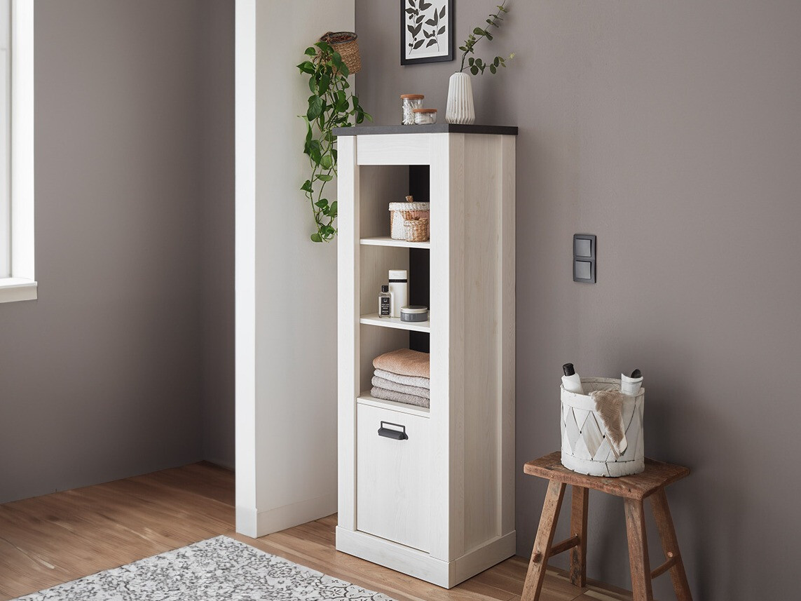 Könyvespolc Cirtale 123 (Fehérített fenyő + Antracit)