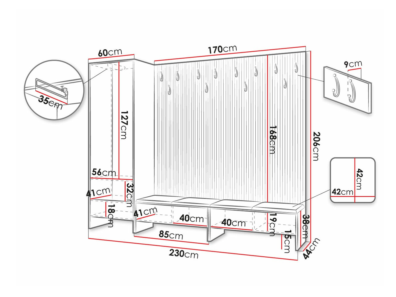 Előszoba garnitúra Donio VI (Artisan tölgy + Manila 02)