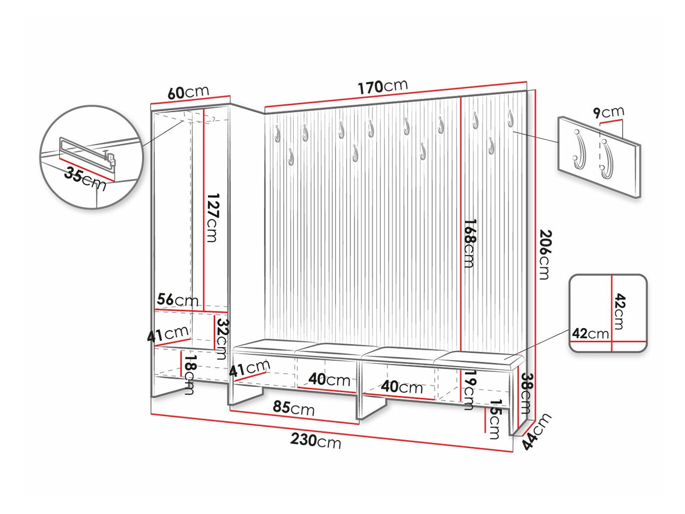 Előszoba garnitúra Hartford 484 (Artisan tölgy + Manila 26)