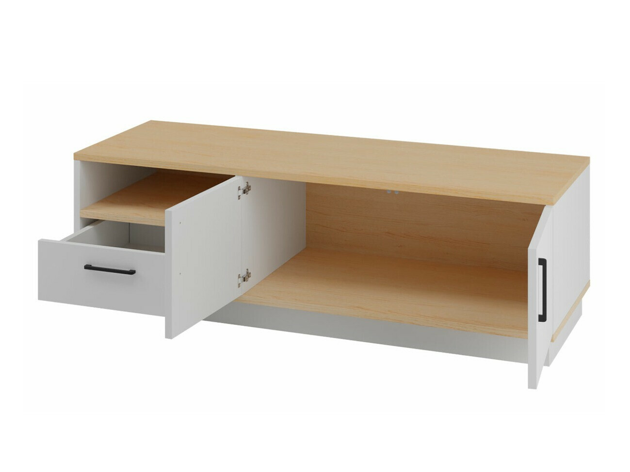 TV-állvány Omaha T108 (Világos tölgy + Fehér)