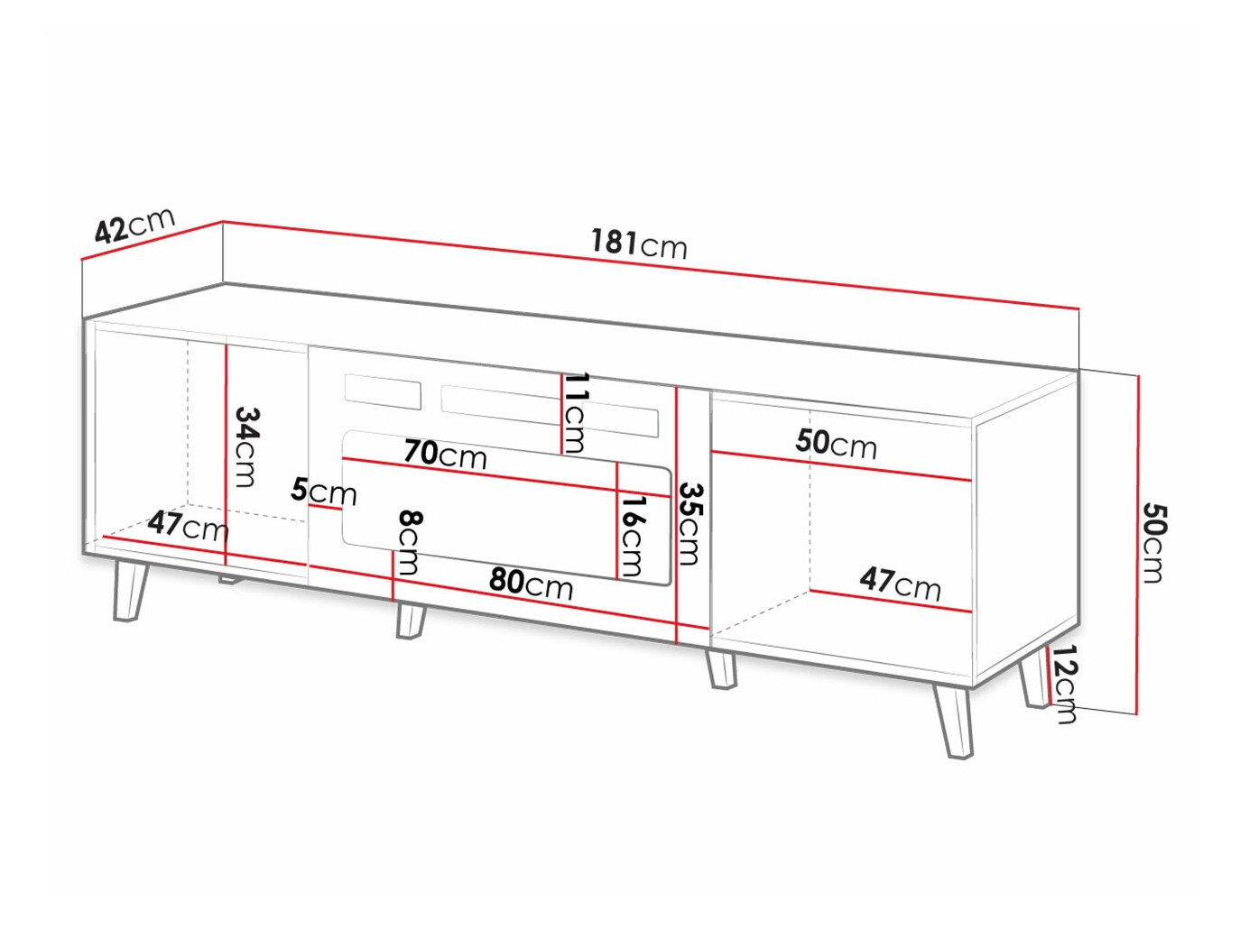 TV-állvány Levmari 106 (Fehér + Fekete)