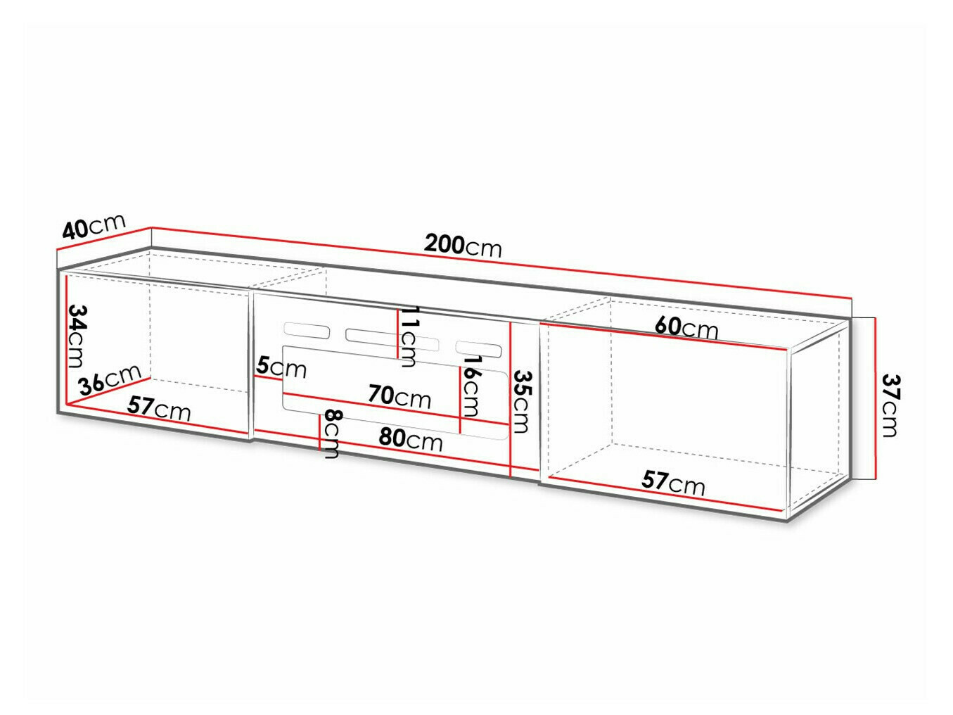 TV-állvány Charlotte 162 (Fehér + Fényes fehér)