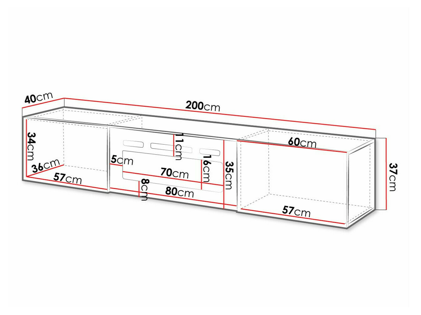 TV-állvány Imago I (Fehér + Fényes fehér)