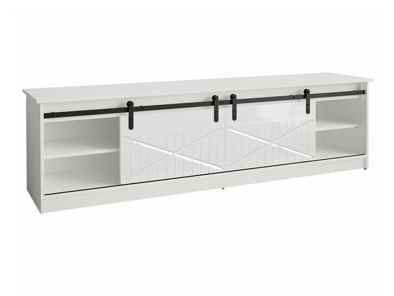 TV-állvány Charlotte 165 (Fekete + Fényes fekete)