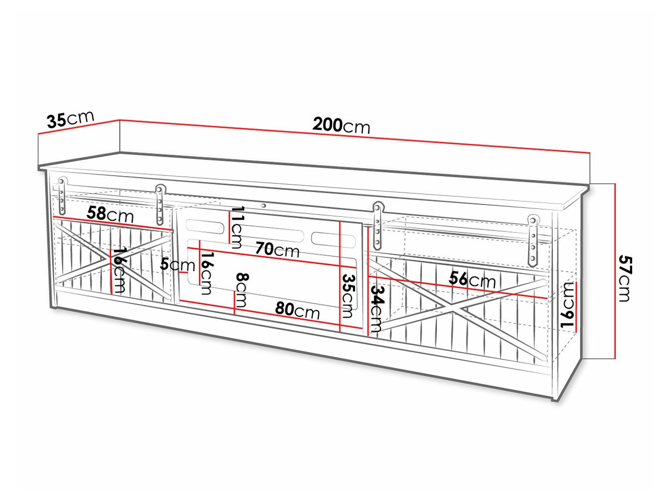 TV-állvány Charlotte 165 (Wotan tölgy)
