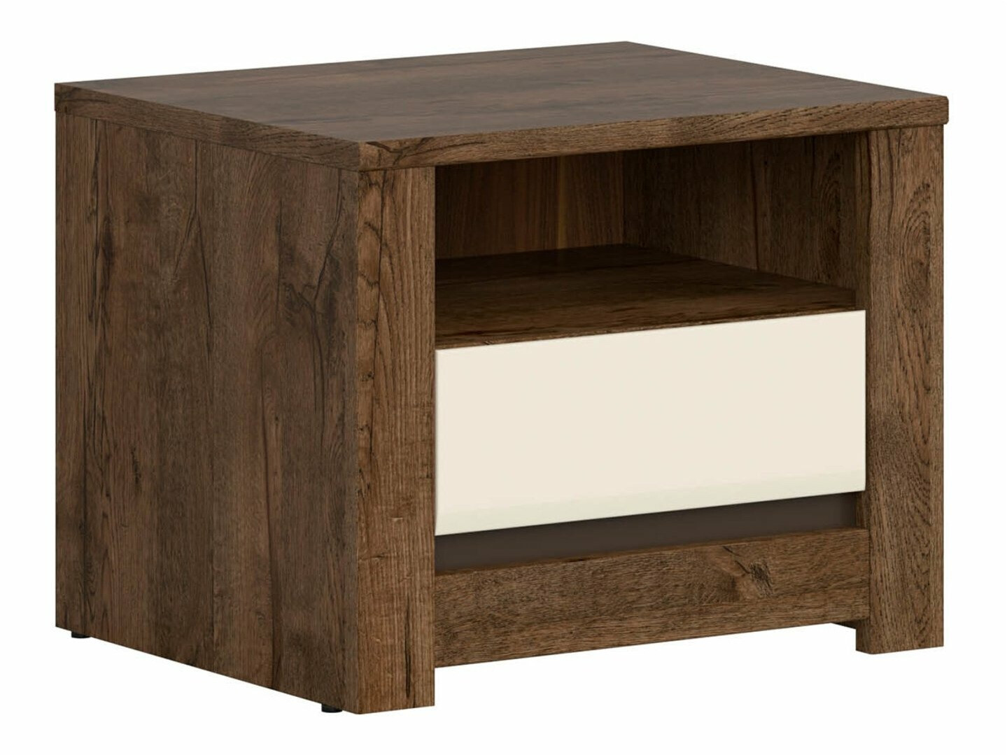 Éjjeliszekrény Ophevaru 115 (Fényes krém + April tölgy)