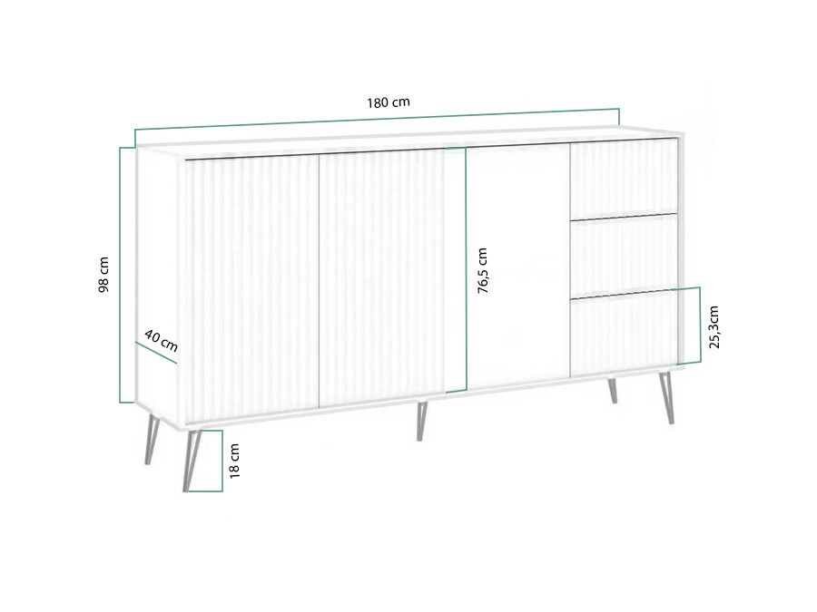 Komód Cirferi 102 (Fehér + Aranysárga)