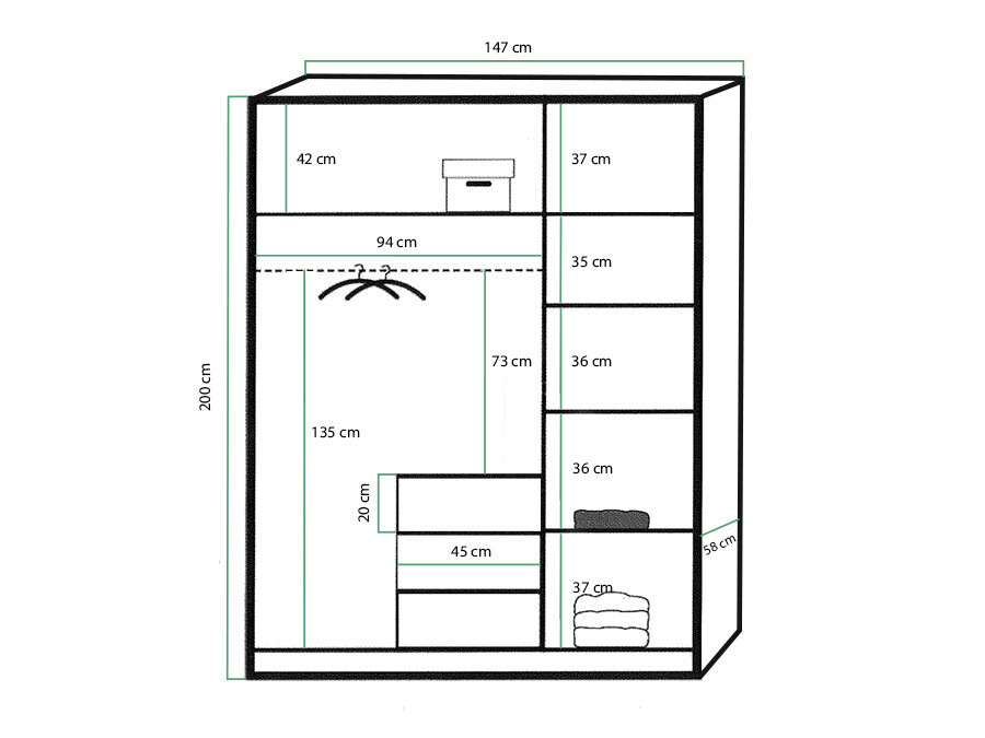 Gardróbszekrény Dortivu 111 (Zöld)