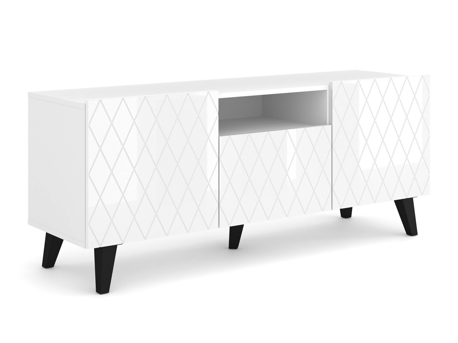 TV-állvány Melmoro 105 (Fényes fehér + Fekete)