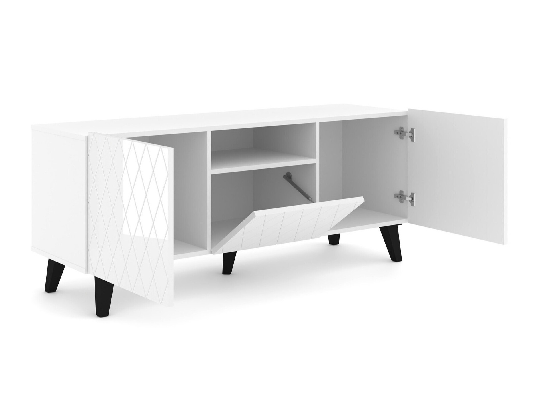 Nappali szett Melmoro 106 (Fényes fehér + Fekete)