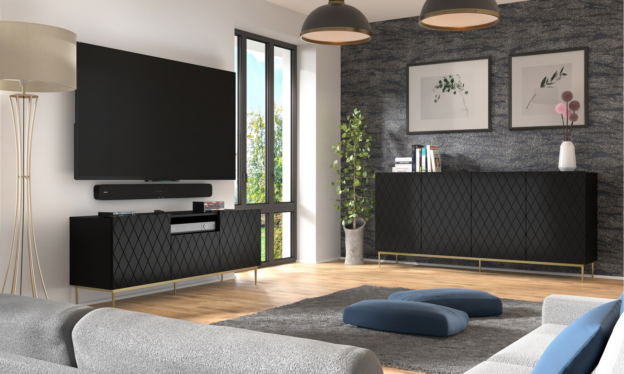 TV-állvány Melmoro 100 (Fekete)