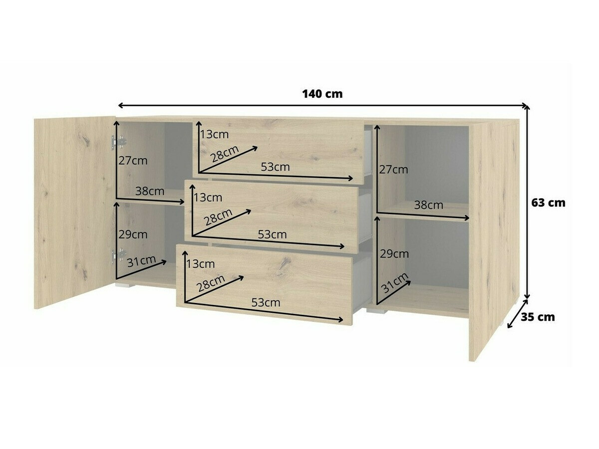Komód Revmiru 103 (Fehér + Wotan tölgy)