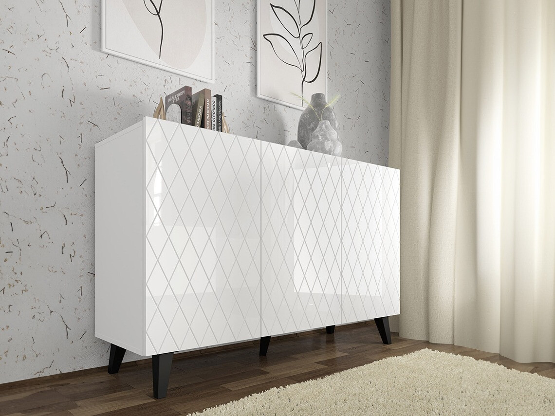 Szekrény Melmoro 104 (Fényes fehér + Fekete)