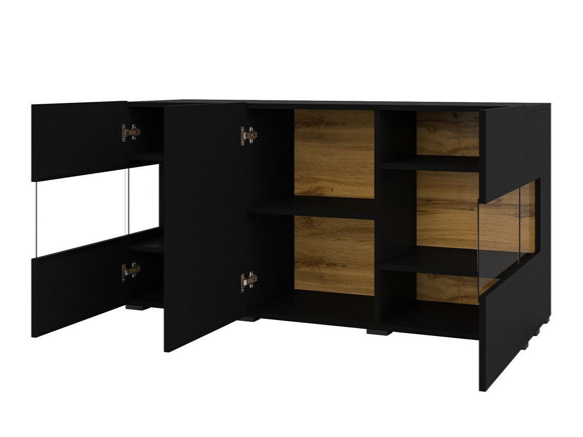 Szekrény Revmiru 102 (Fekete + Wotan tölgy)