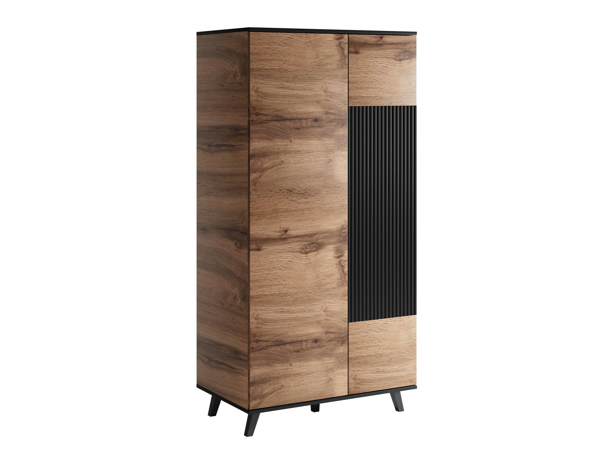 Gardróbszekrény Luelia 113 (Fekete + Wotan tölgy)