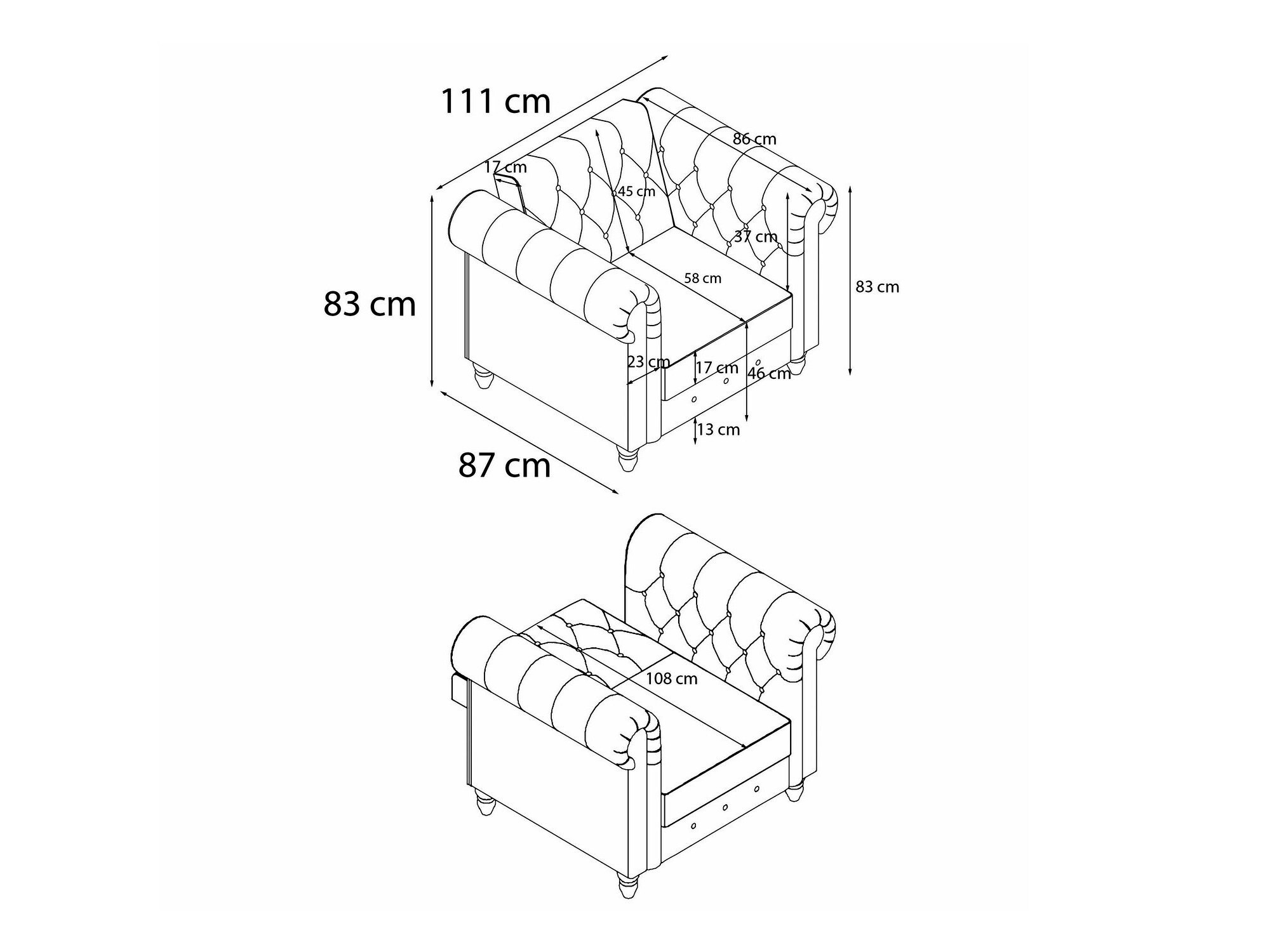 Chesterfield fotel Tulsa 630 (Szürke)