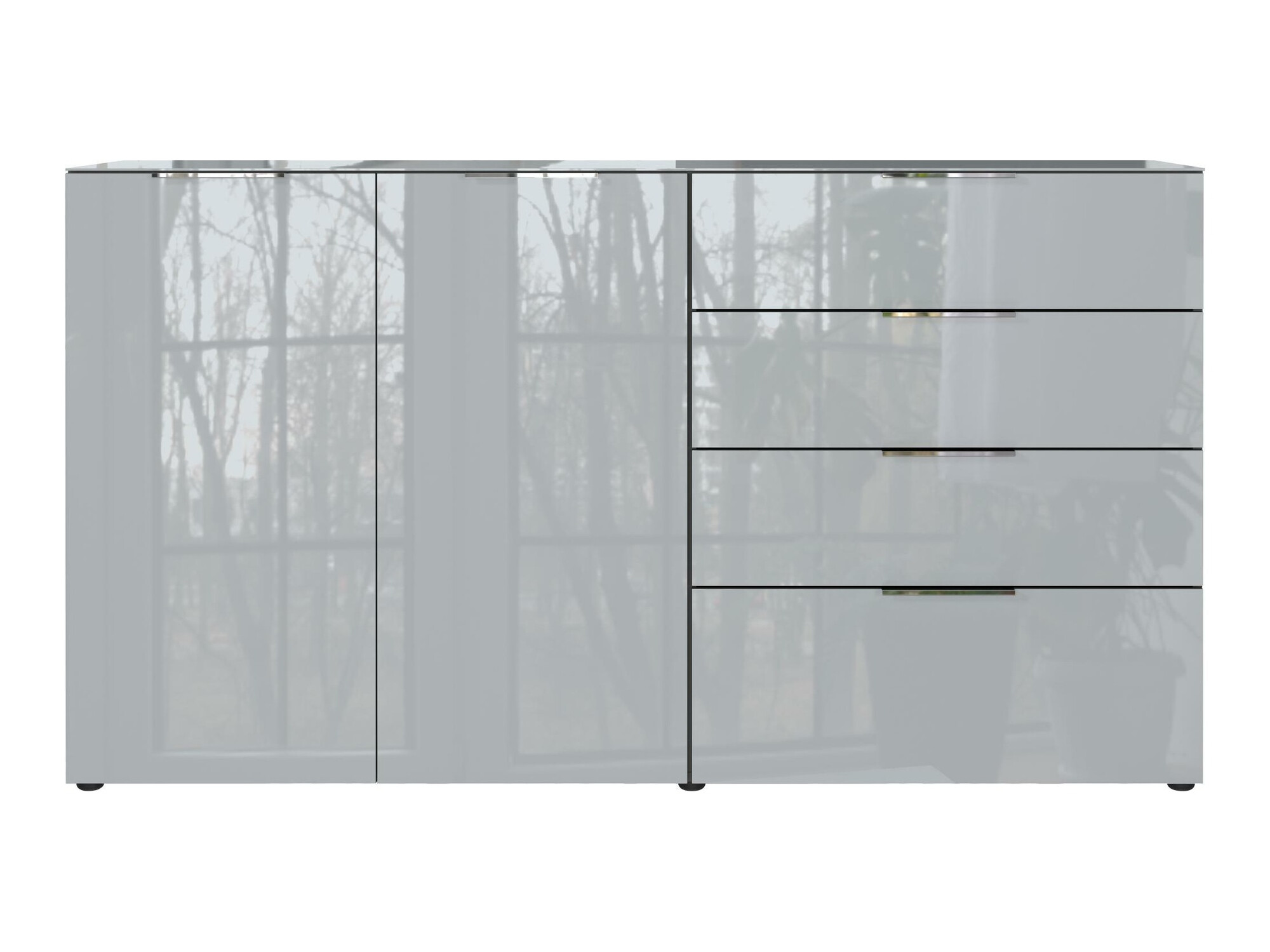 Komód Sacramento 302 (Grafit + Fényes szürke)