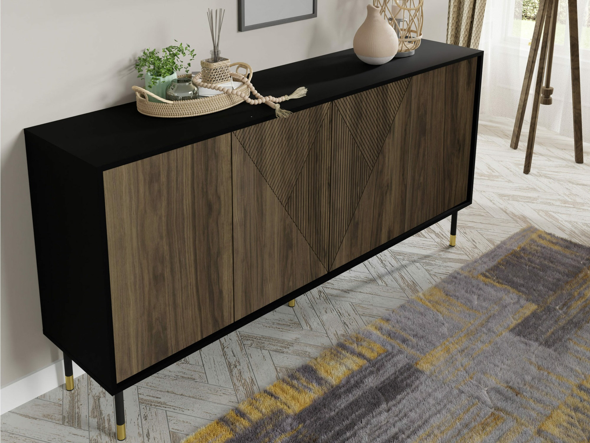 Szekrény Teopha 101 (Fekete + Dió)