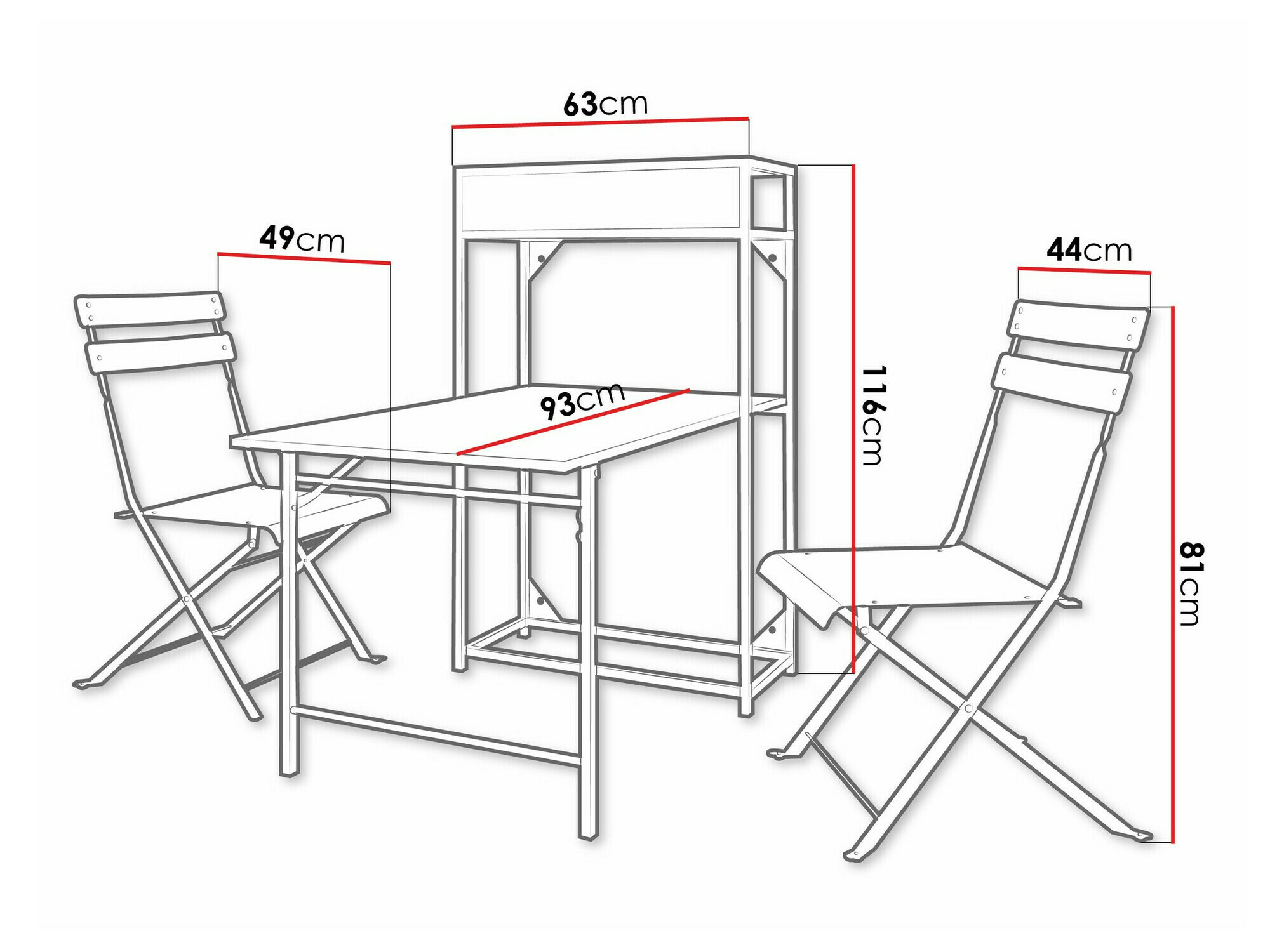 Erkélybútor-készlet Richardson 124 (Fekete)