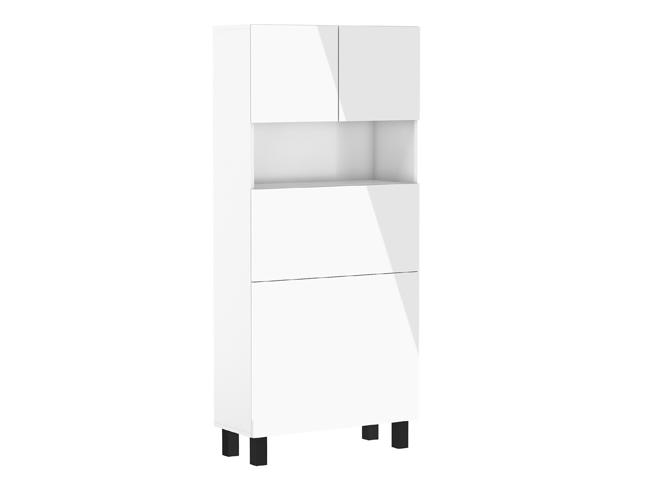 Könyvespolc Buffalo 145 (Fényes fehér + Matt fehér)