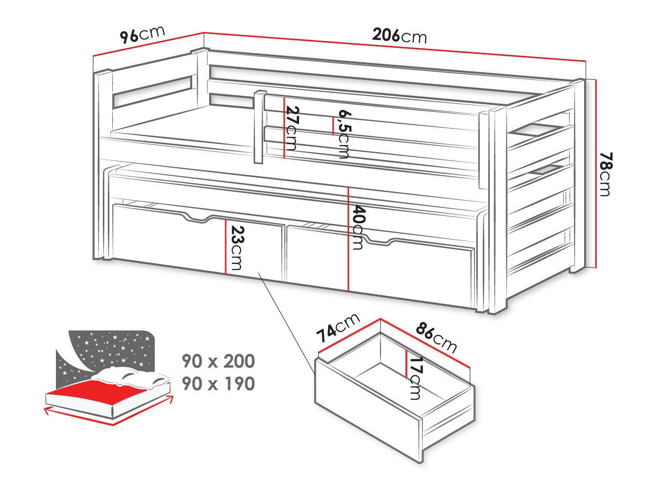 Ágy Vista 113 (Fehér)