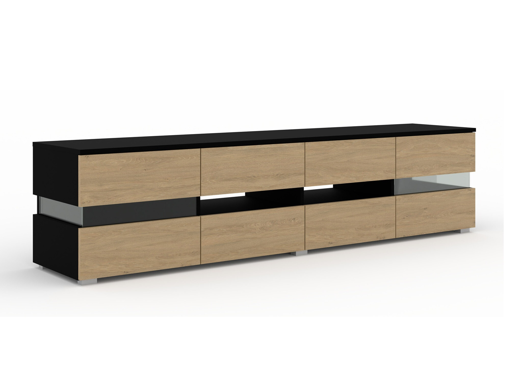 TV-állvány Buffalo 146 (Fekete + Tölgy)